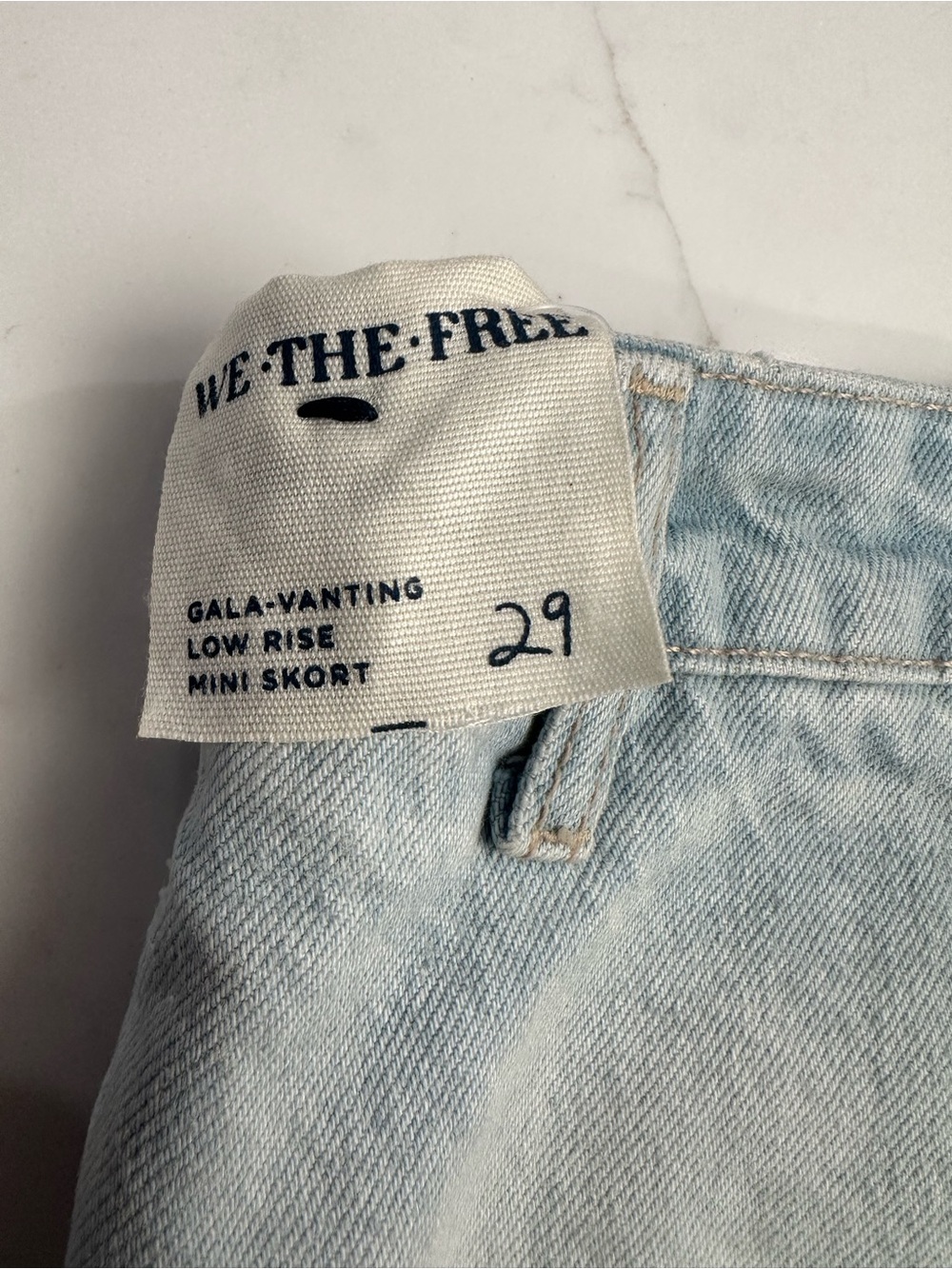 Free People Gala-Vanting Low Rise Mini Skort Light Wash Denim Size 29 - Picture 16 of 16